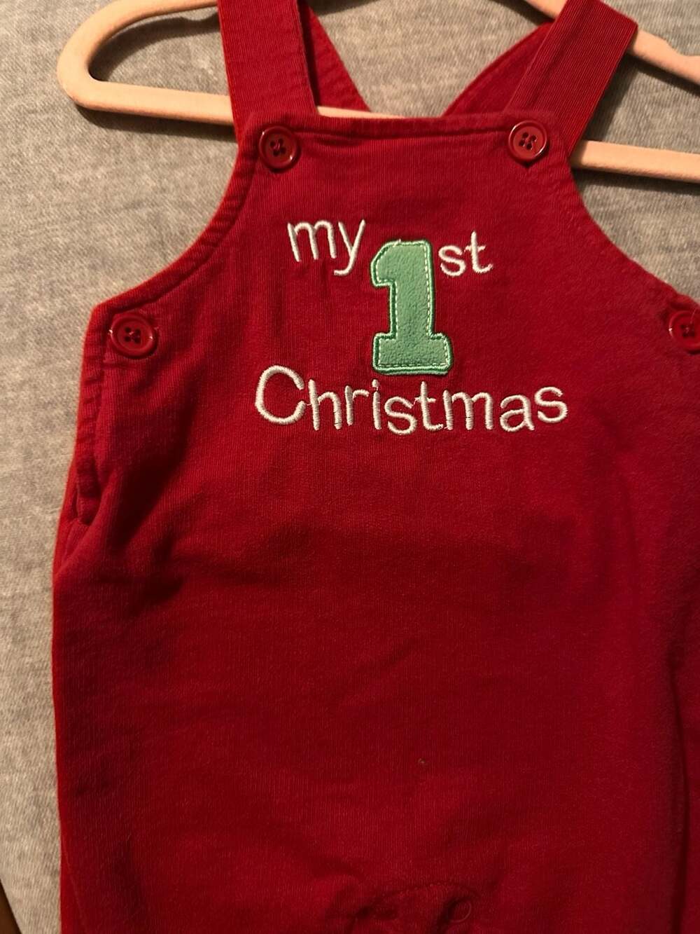 Circo Baby Red Corduroy My 1st Christmas Romper Overalls 3M